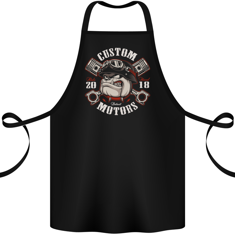 Bulldog Custom Motorcycle Motorbike Biker Cotton Apron 100% Organic Black