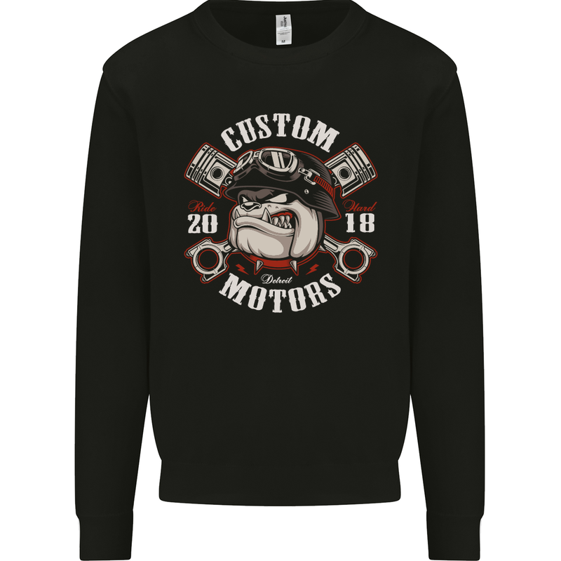 Bulldog Custom Motorcycle Motorbike Biker Kids Sweatshirt Jumper Black