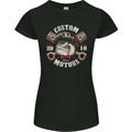 Bulldog Custom Motorcycle Motorbike Biker Womens Petite Cut T-Shirt Black