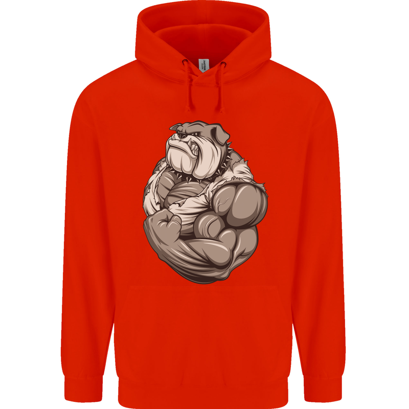 Bulldog Gym Bodybuilding Training Top Childrens Kids Hoodie Bright Red