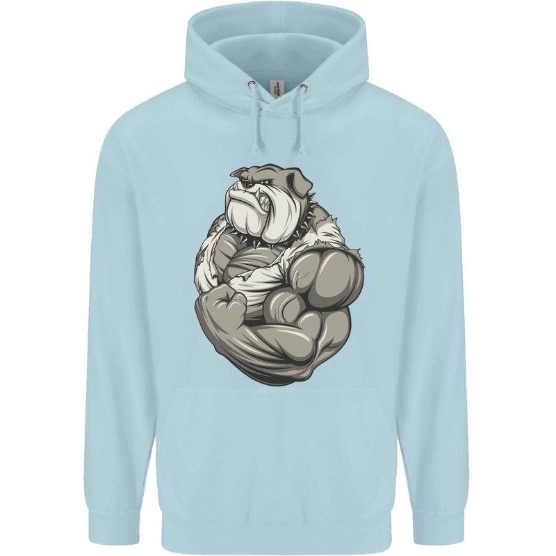 Bulldog Gym Bodybuilding Training Top Childrens Kids Hoodie Light Blue