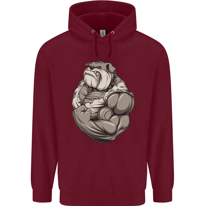 Bulldog Gym Bodybuilding Training Top Childrens Kids Hoodie Maroon