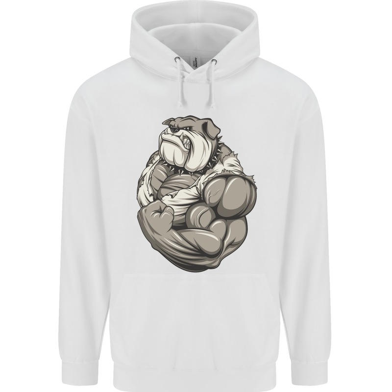 Bulldog Gym Bodybuilding Training Top Childrens Kids Hoodie White