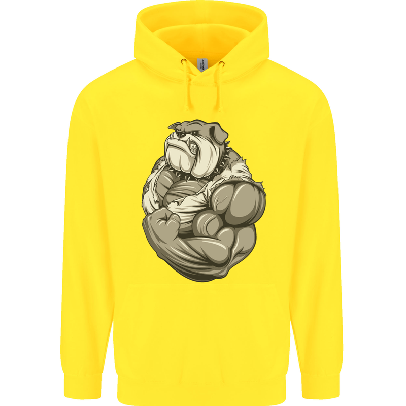 Bulldog Gym Bodybuilding Training Top Childrens Kids Hoodie Yellow