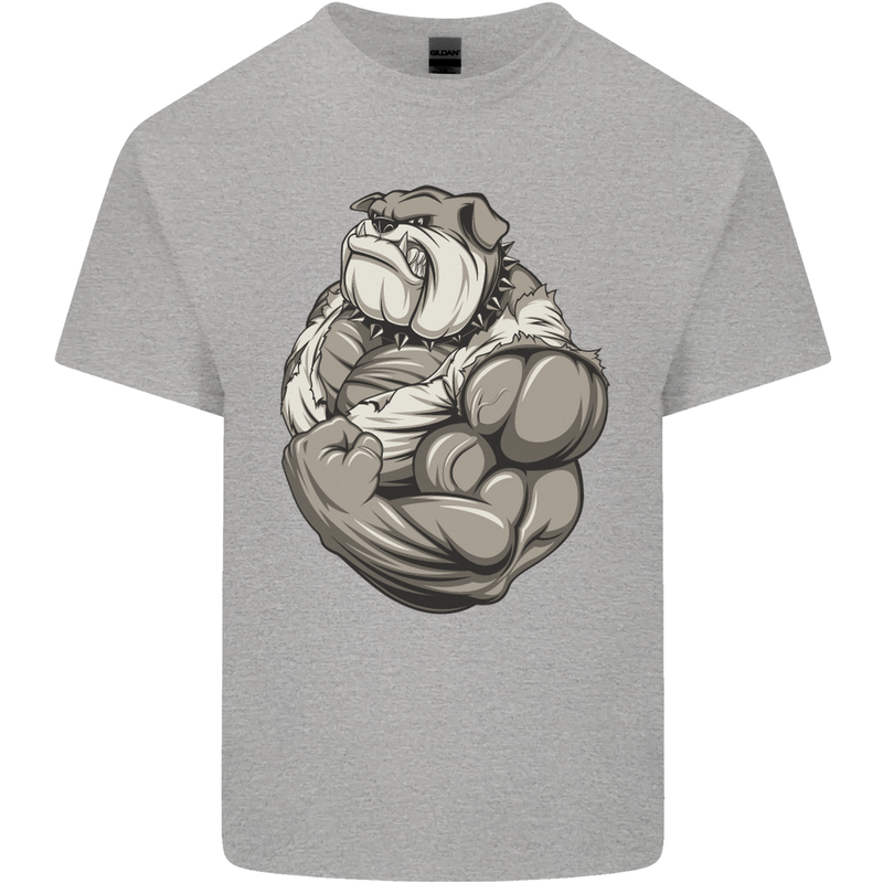 Bulldog Gym Bodybuilding Training Top Kids T-Shirt Childrens Sports Grey