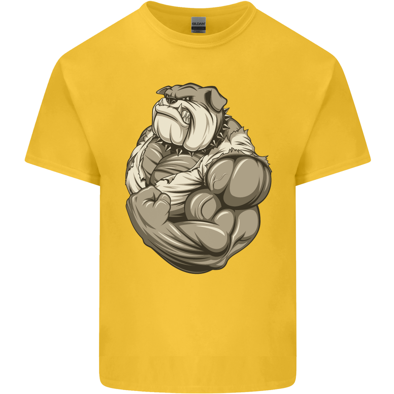 Bulldog Gym Bodybuilding Training Top Kids T-Shirt Childrens Yellow