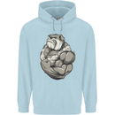 Bulldog Gym Bodybuilding Training Top Mens 80% Cotton Hoodie Light Blue