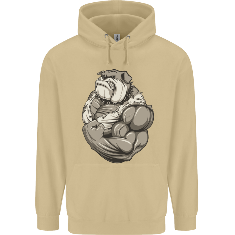 Bulldog Gym Bodybuilding Training Top Mens 80% Cotton Hoodie Sand