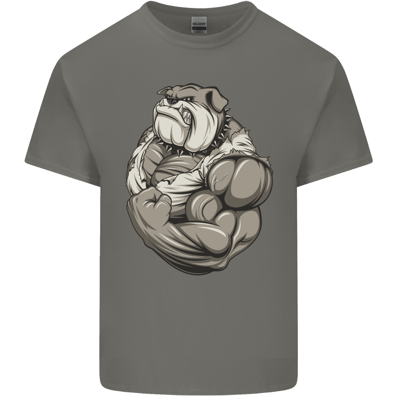 Bulldog Gym Bodybuilding Training Top Mens Cotton T-Shirt Tee Top Charcoal