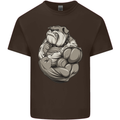 Bulldog Gym Bodybuilding Training Top Mens Cotton T-Shirt Tee Top Dark Chocolate