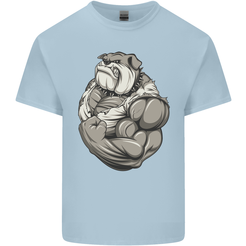 Bulldog Gym Bodybuilding Training Top Mens Cotton T-Shirt Tee Top Light Blue