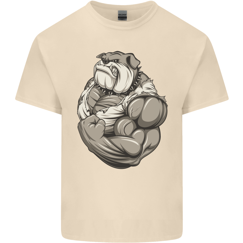 Bulldog Gym Bodybuilding Training Top Mens Cotton T-Shirt Tee Top Natural