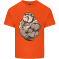 Bulldog Gym Bodybuilding Training Top Mens Cotton T-Shirt Tee Top Orange