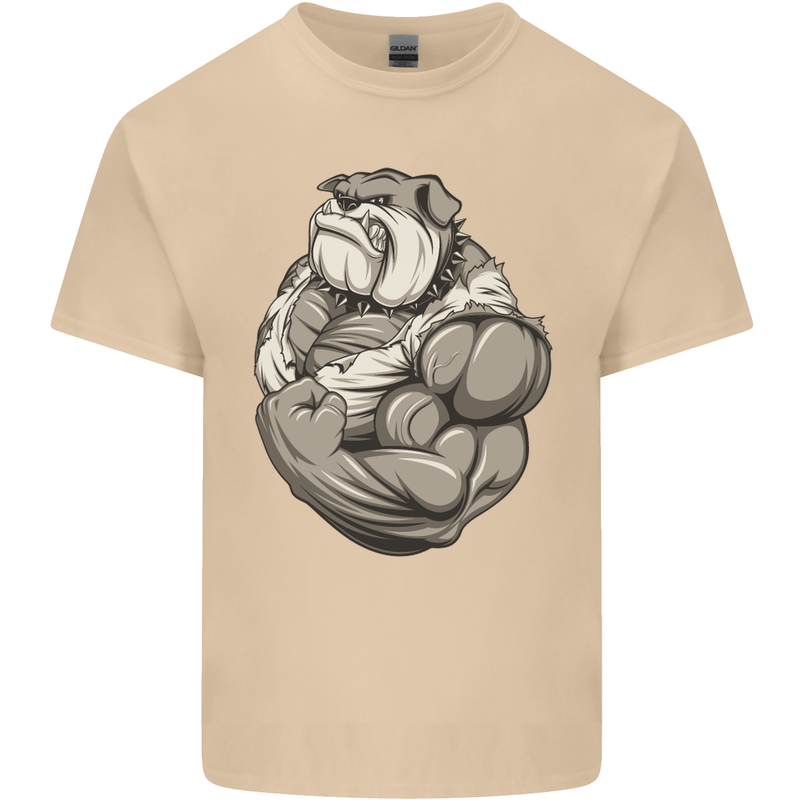 Bulldog Gym Bodybuilding Training Top Mens Cotton T-Shirt Tee Top Sand