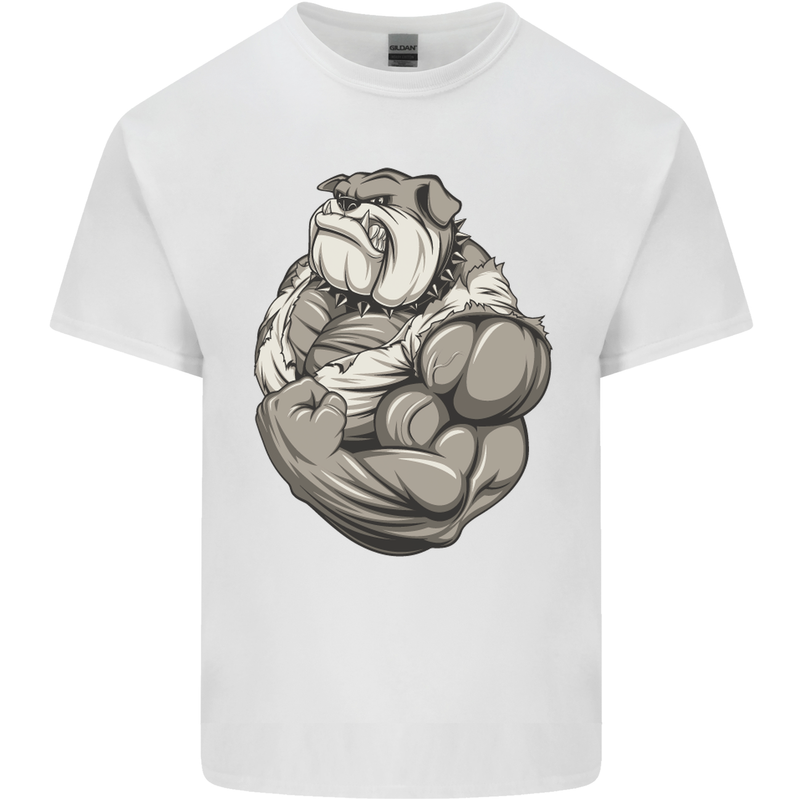 Bulldog Gym Bodybuilding Training Top Mens Cotton T-Shirt Tee Top White