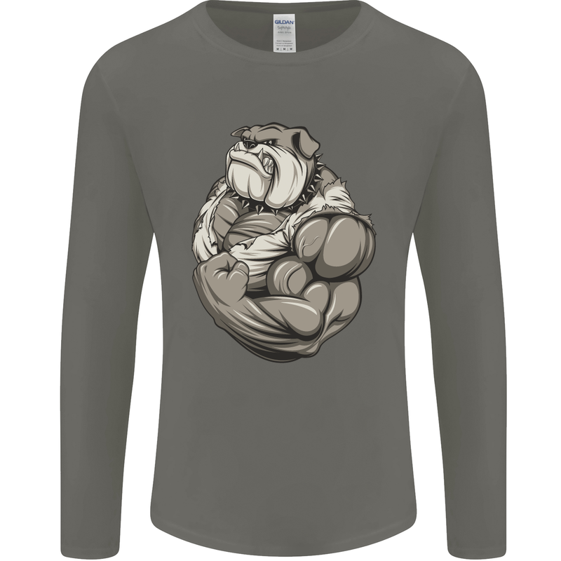 Bulldog Gym Bodybuilding Training Top Mens Long Sleeve T-Shirt Charcoal