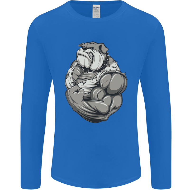 Bulldog Gym Bodybuilding Training Top Mens Long Sleeve T-Shirt Royal Blue