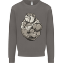 Bulldog Gym Bodybuilding Training Top Mens Sweatshirt Jumper Charcoal