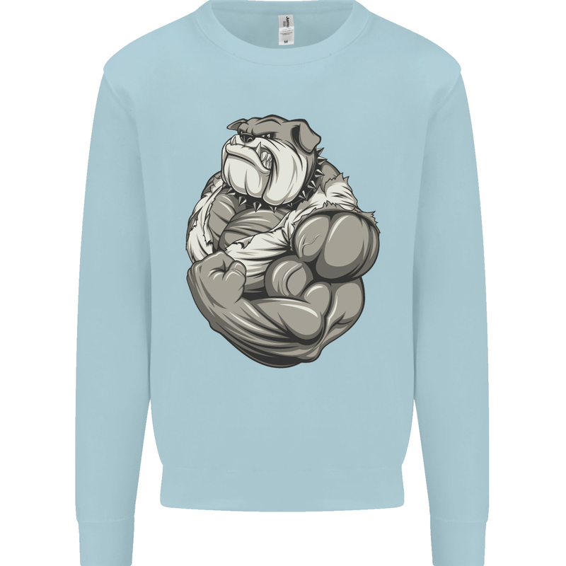 Bulldog Gym Bodybuilding Training Top Mens Sweatshirt Jumper Light Blue