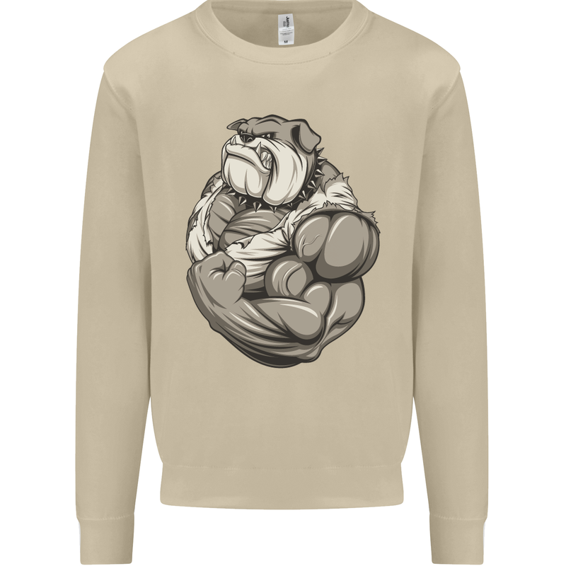 Bulldog Gym Bodybuilding Training Top Mens Sweatshirt Jumper Sand