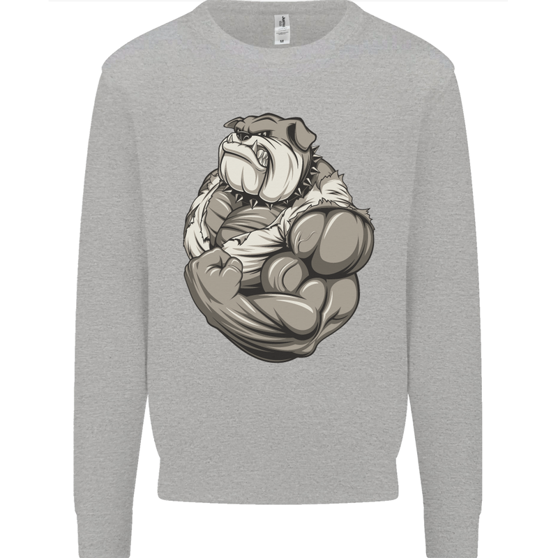 Bulldog Gym Bodybuilding Training Top Mens Sweatshirt Jumper Sports Grey