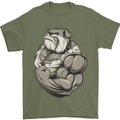 Bulldog Gym Bodybuilding Training Top Mens T-Shirt Cotton Gildan Military Green