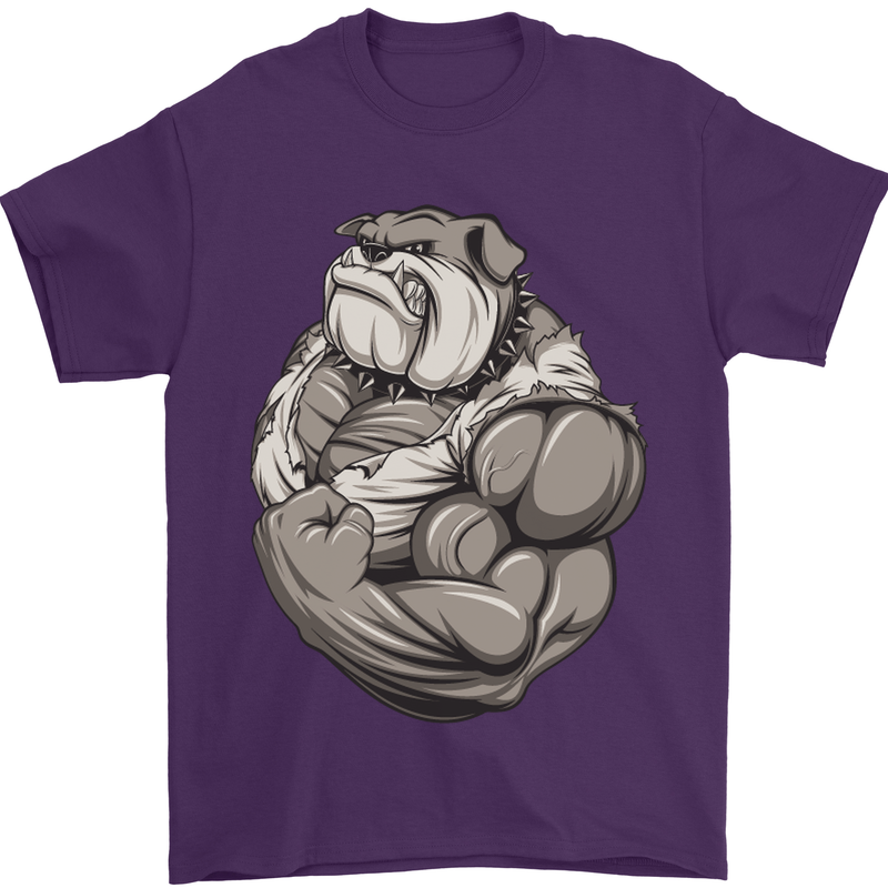 Bulldog Gym Bodybuilding Training Top Mens T-Shirt Cotton Gildan Purple