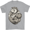 Bulldog Gym Bodybuilding Training Top Mens T-Shirt Cotton Gildan Sports Grey