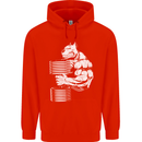 Bulldog Gym Training Top Bodybuilding Mens 80% Cotton Hoodie Bright Red