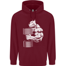 Bulldog Gym Training Top Bodybuilding Mens 80% Cotton Hoodie Maroon