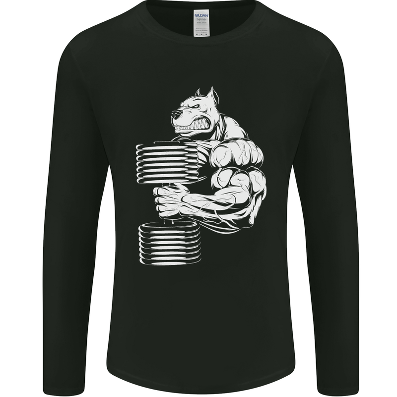 Bulldog Gym Training Top Bodybuilding Mens Long Sleeve T-Shirt Black