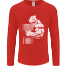 Bulldog Gym Training Top Bodybuilding Mens Long Sleeve T-Shirt Red