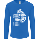 Bulldog Gym Training Top Bodybuilding Mens Long Sleeve T-Shirt Royal Blue