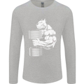 Bulldog Gym Training Top Bodybuilding Mens Long Sleeve T-Shirt Sports Grey