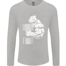 Bulldog Gym Training Top Bodybuilding Mens Long Sleeve T-Shirt Sports Grey
