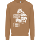 Bulldog Gym Training Top Bodybuilding Mens Sweatshirt Jumper Caramel Latte