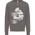 Bulldog Gym Training Top Bodybuilding Mens Sweatshirt Jumper Charcoal