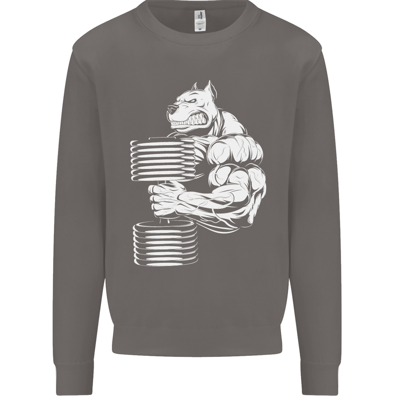 Bulldog Gym Training Top Bodybuilding Mens Sweatshirt Jumper Charcoal