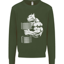 Bulldog Gym Training Top Bodybuilding Mens Sweatshirt Jumper Forest Green