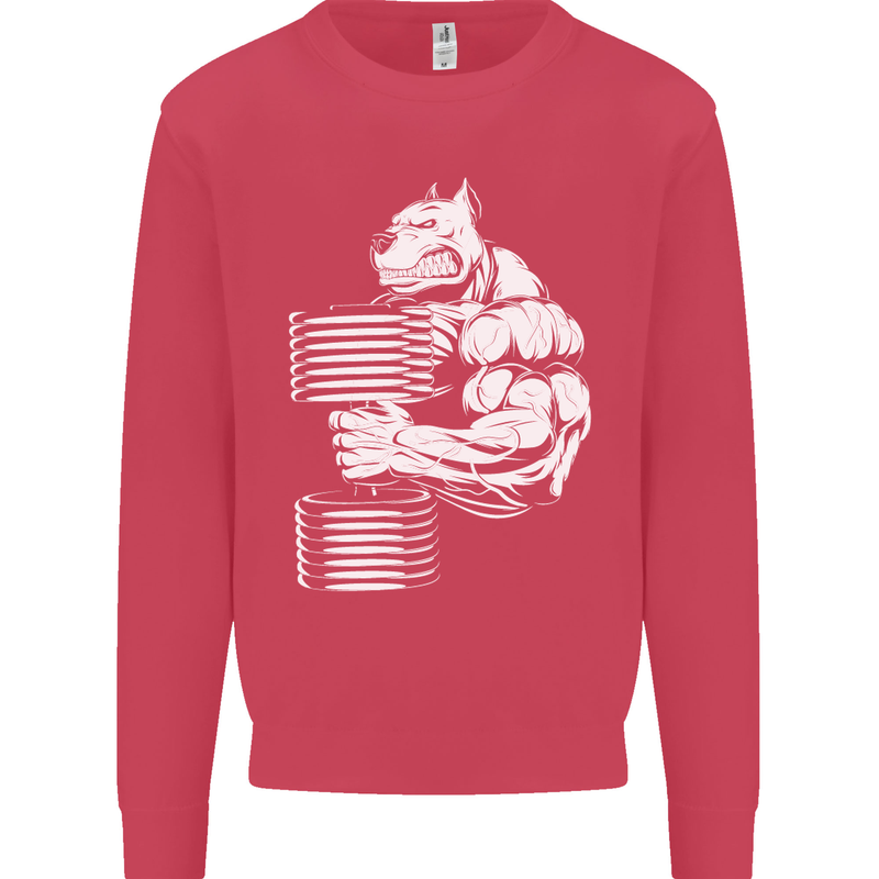 Bulldog Gym Training Top Bodybuilding Mens Sweatshirt Jumper Heliconia
