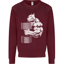 Bulldog Gym Training Top Bodybuilding Mens Sweatshirt Jumper Maroon