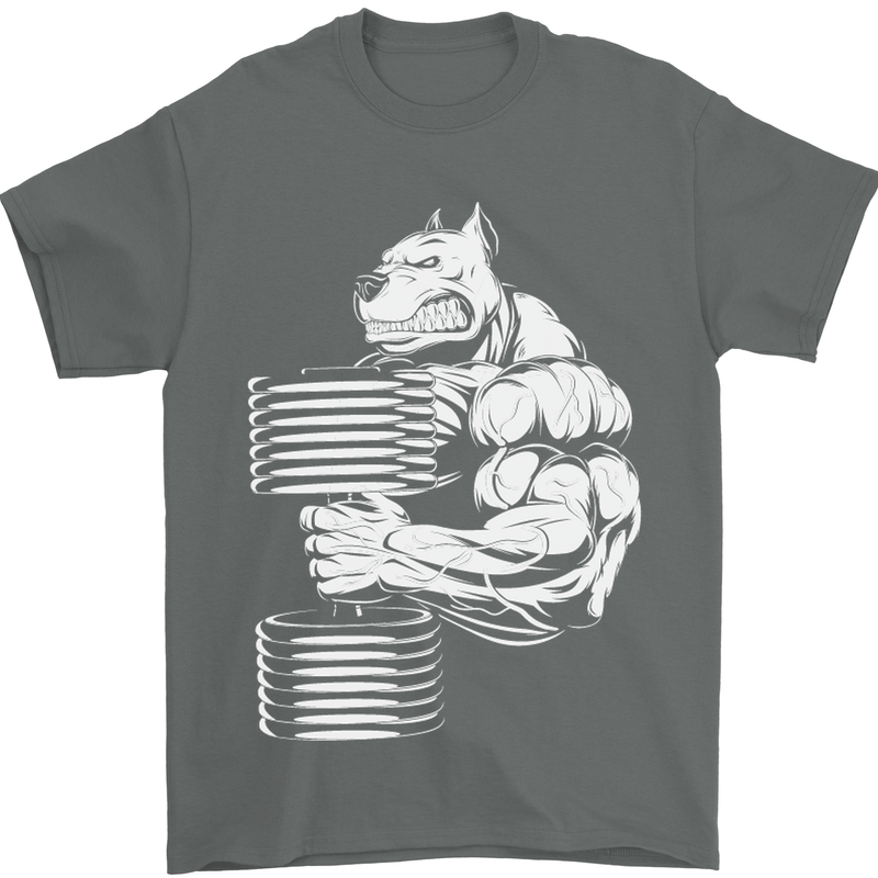 Bulldog Gym Training Top Bodybuilding Mens T-Shirt Cotton Gildan Charcoal