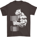 Bulldog Gym Training Top Bodybuilding Mens T-Shirt Cotton Gildan Dark Chocolate