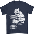 Bulldog Gym Training Top Bodybuilding Mens T-Shirt Cotton Gildan Navy Blue
