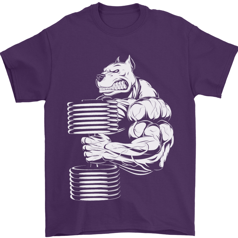 Bulldog Gym Training Top Bodybuilding Mens T-Shirt Cotton Gildan Purple