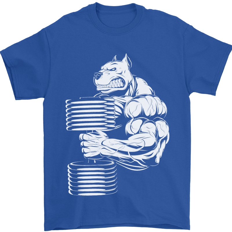 Bulldog Gym Training Top Bodybuilding Mens T-Shirt Cotton Gildan Royal Blue
