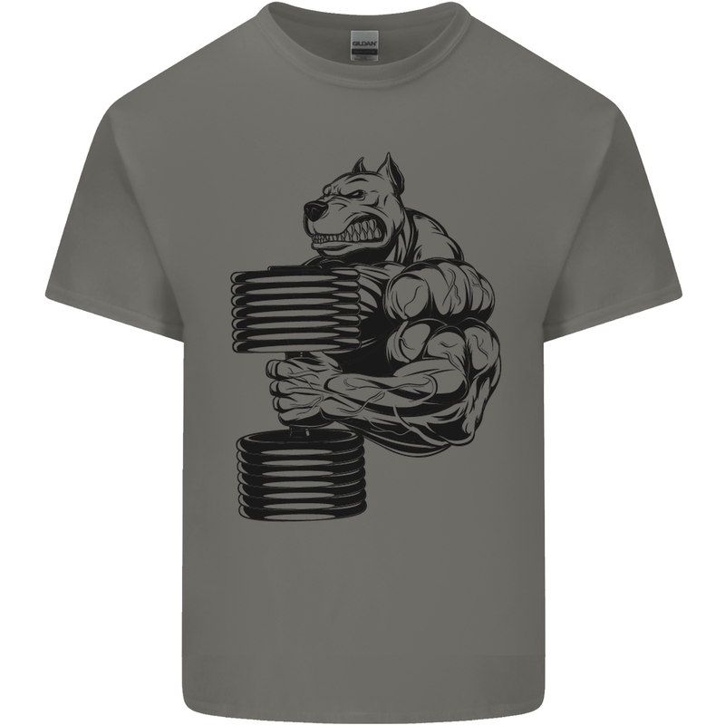 Bulldog Gym Training Top Weightlifting Mens Cotton T-Shirt Tee Top Charcoal