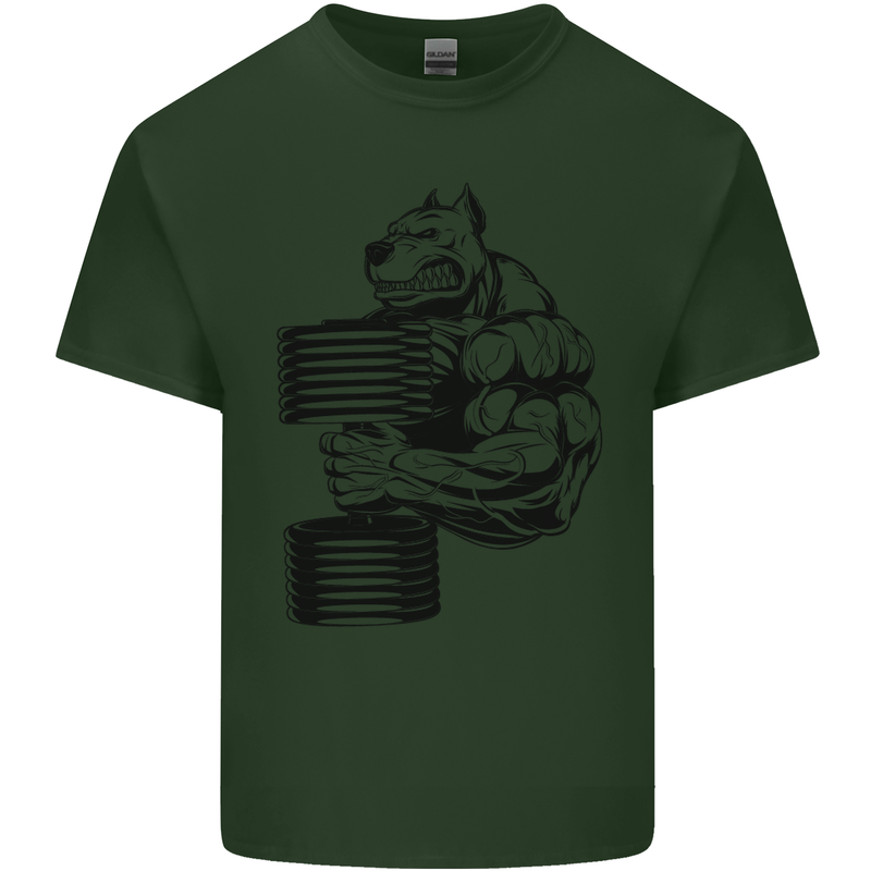 Bulldog Gym Training Top Weightlifting Mens Cotton T-Shirt Tee Top Forest Green
