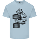 Bulldog Gym Training Top Weightlifting Mens Cotton T-Shirt Tee Top Light Blue