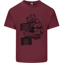 Bulldog Gym Training Top Weightlifting Mens Cotton T-Shirt Tee Top Maroon